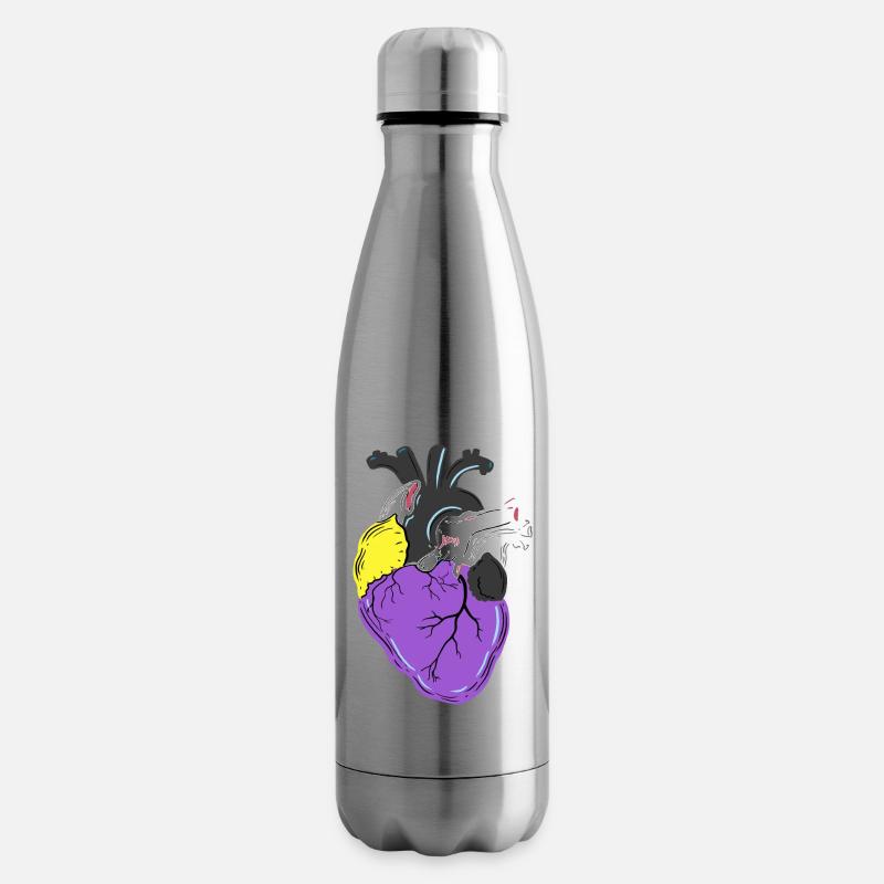 Nonbinary Pride Herz Nonbinary Pride - Isolierflasche - Lightsilver