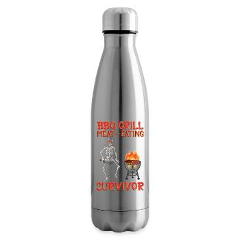 BBQ Grill Meat-Eating Survivor Skeleton - Insulated Water Bottle - silver - Right