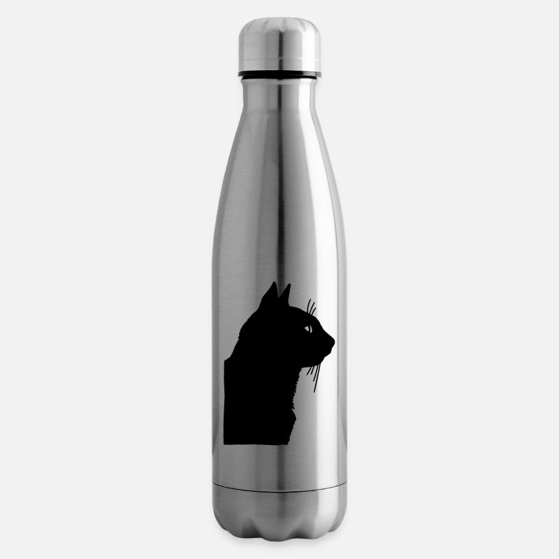 Schwarze Katze - Isolierflasche - Lightsilver