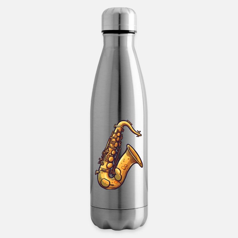 Saxophone en style BD - Bouteille isotherme - argent clair