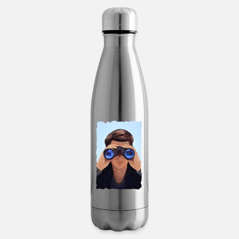 Mann hinter dem Fernglas - Isolierflasche - Lightsilver