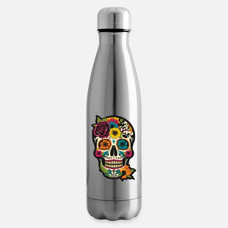 Dia De Los Muertes Flower Design - Isolierflasche - Lightsilver