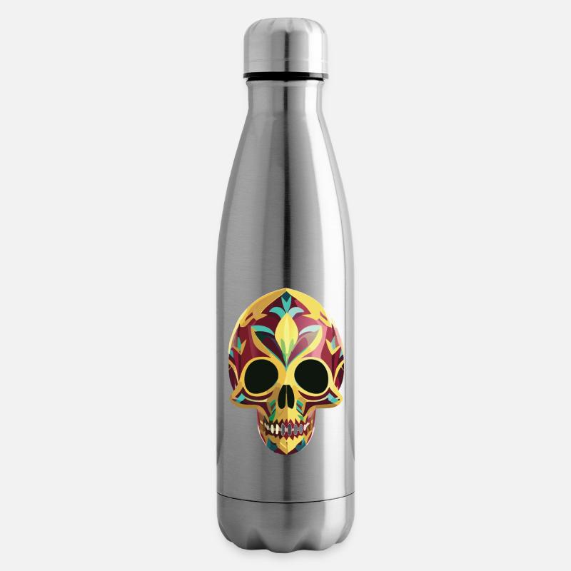Calavera - Crâne coloré - Bouteille isotherme - argent clair