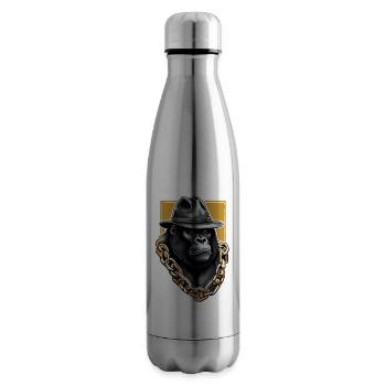 Gorilla with Gold Chain - Insulated Water Bottle - silver - Right