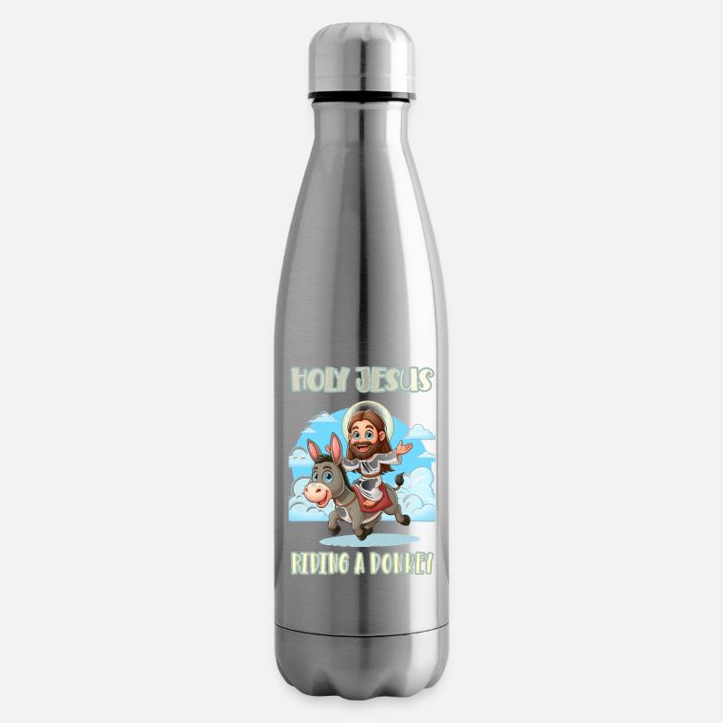 Holy Jesus riding a donkey - Isolierflasche - Lightsilver