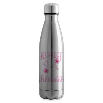 Respect The Flamingo Pink Bird Cute - Insulated Water Bottle - silver - Right