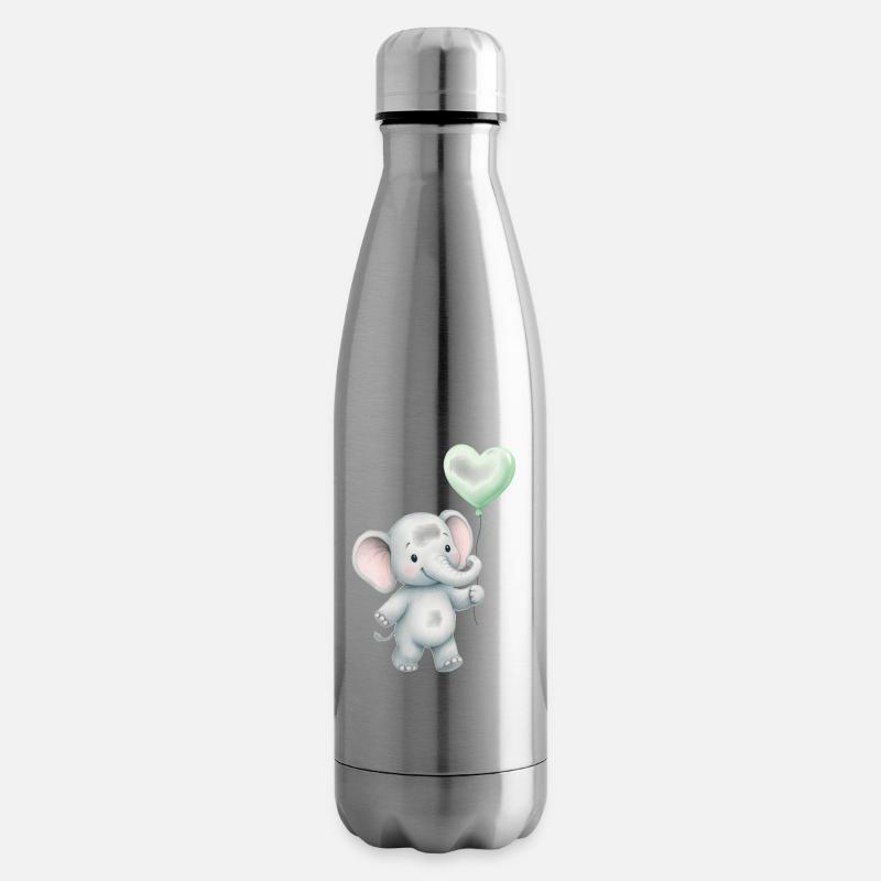 Eléphant avec ballon coeur - Bouteille isotherme - argent clair