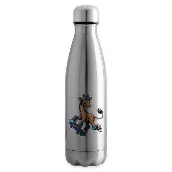 Skater Giraffe auf dem Skateboard - Isolierflasche - Lightsilver - Rechts