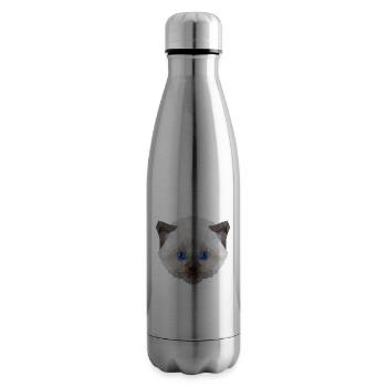 Weiße Katze miaut - süßes Motiv im Polygonstyle - Isolierflasche - Lightsilver - Rechts