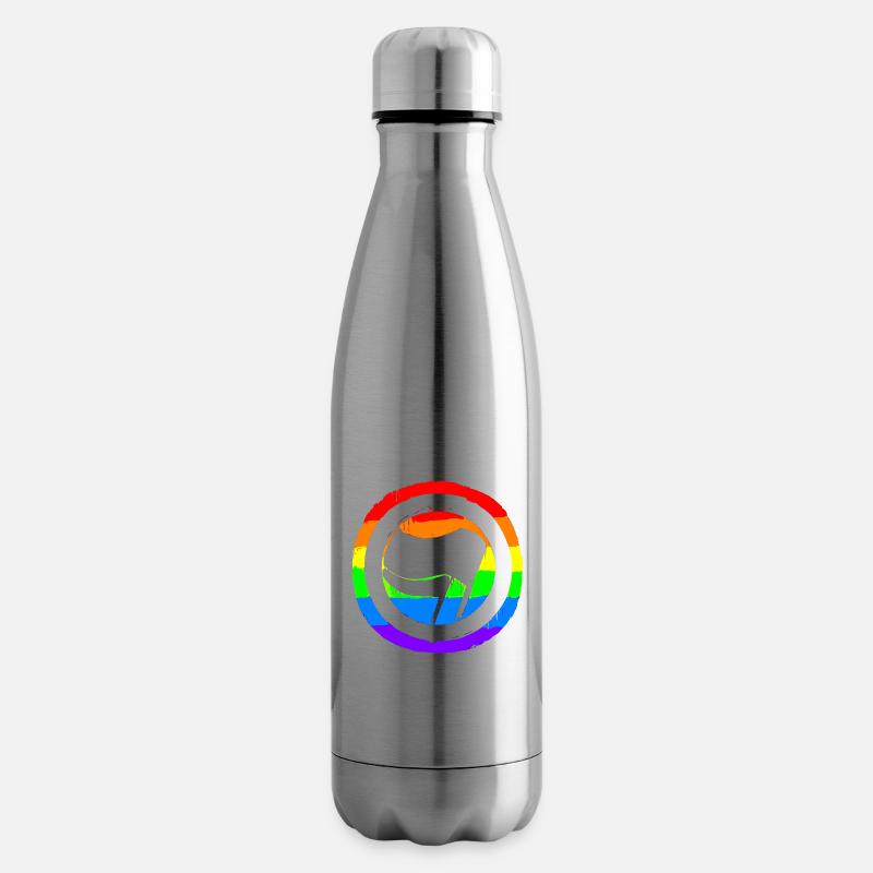 Regenbogen Bunt Protest Antifa Links - Isolierflasche - Lightsilver