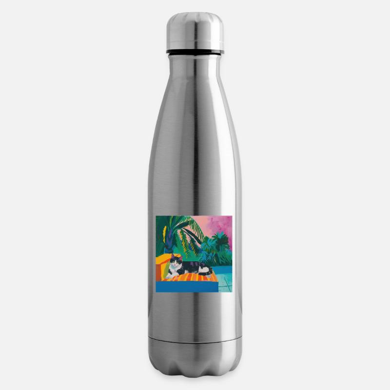 katze, katzen bunt, tier, geschenk, geschenkidee - Isolierflasche - Lightsilver