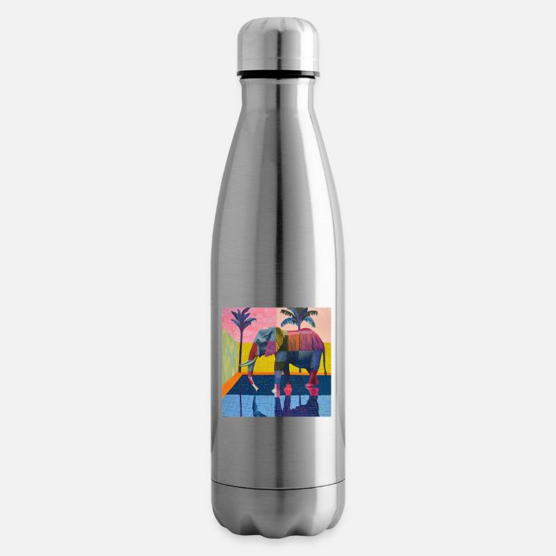 elefant, bunt, tier, geschenk, geschenkidee - Isolierflasche - Lightsilver