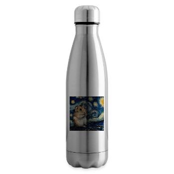 Hamster, Animal, Van Gogh, Nuit Étoilée - Bouteille isotherme - argent clair - Droite