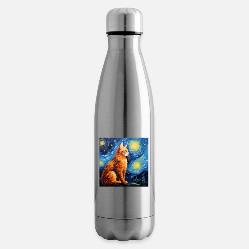 Chat, Motif De Chat - Bouteille isotherme - argent clair