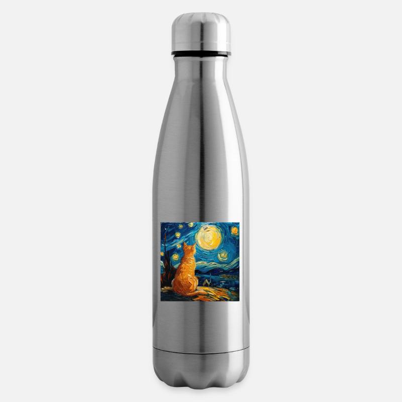 Chat, Motif De Chat - Bouteille isotherme - argent clair
