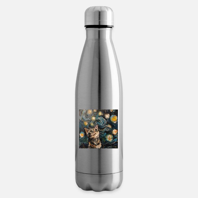 Chat, motif de chat, cadeau - Bouteille isotherme - argent clair
