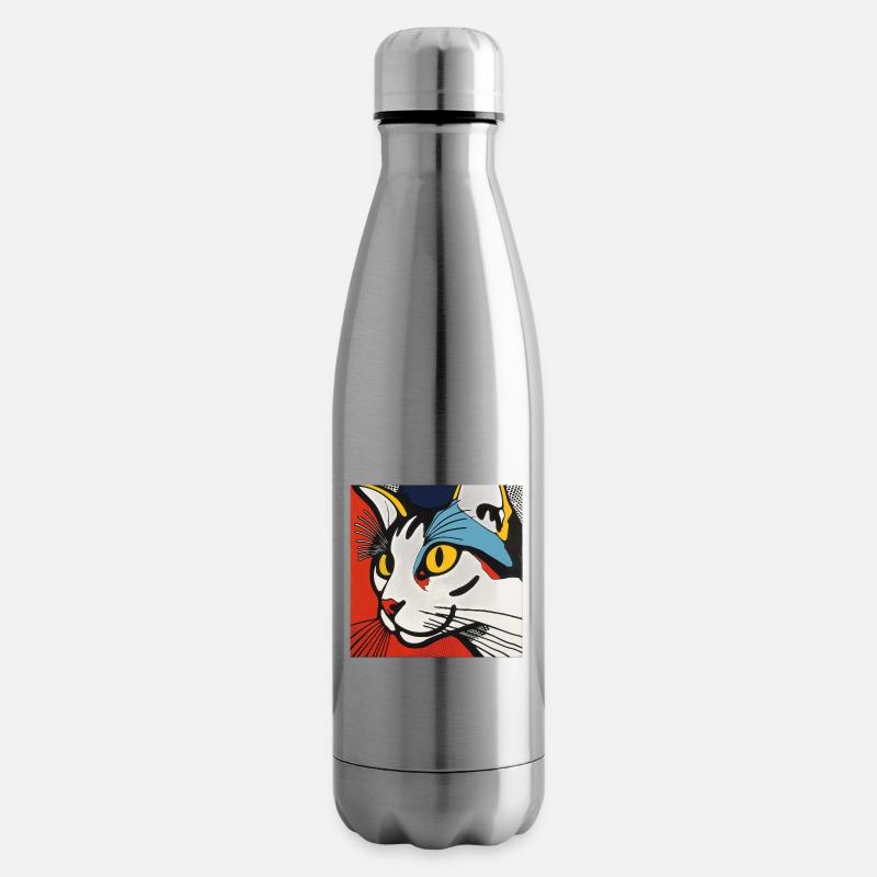 Chat, Motif De Chat - Bouteille isotherme - argent clair