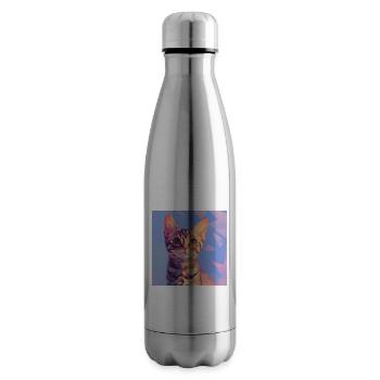 Cat, Cat Motif - Insulated Water Bottle - silver - Right