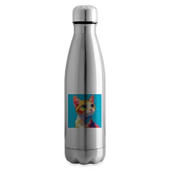 Cat, Cat Motif - Insulated Water Bottle - silver - Right