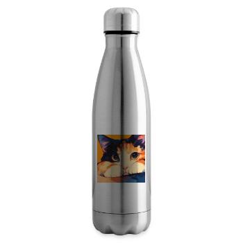 Cat, Cat Motif - Insulated Water Bottle - silver - Right
