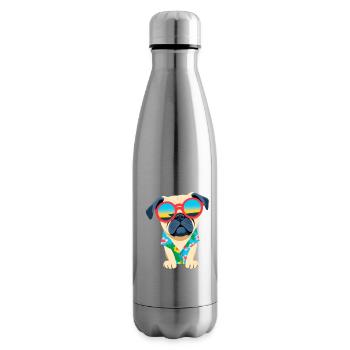 Chill Pug in Shades - Insulated Water Bottle - silver - Right