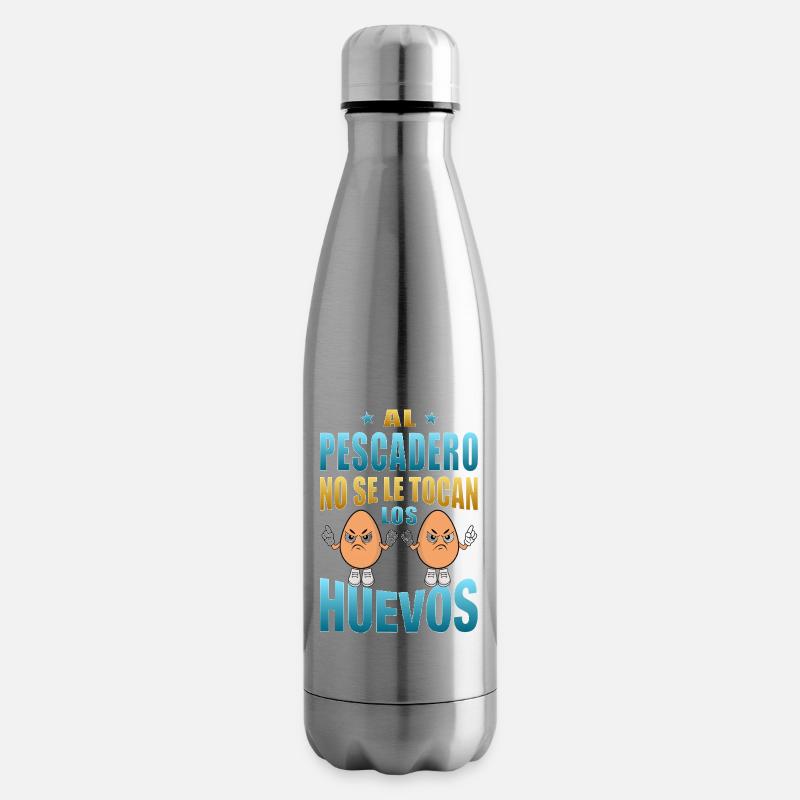 The fishmonger does not touch his eggs - Insulated Water Bottle - silver