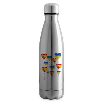 Spain: solidarity and a heart for Ukraine - Insulated Water Bottle - silver - Right