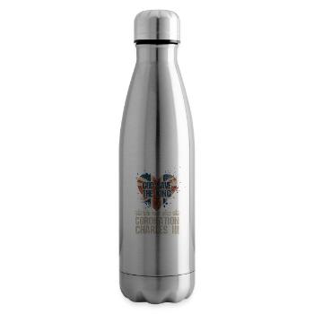 British King Coronation Charles England Flag - Insulated Water Bottle - silver - Right