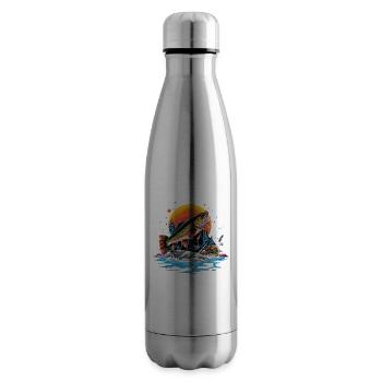 Bass Fish - Insulated Water Bottle - silver - Right