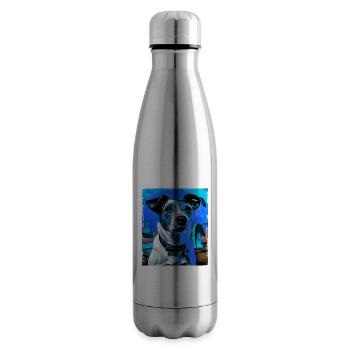 Jack Russel Terrier Hund Porträt - Isolierflasche - Lightsilver - Rechts