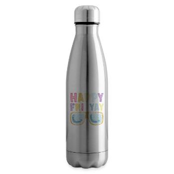 Happy Fri Yay Teacher Weekend Funny Meme - Insulated Water Bottle - silver - Right