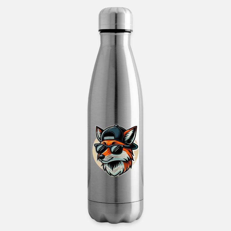 Fuchs mit Sonnenbrille und Cap - Isolierflasche - Lightsilver