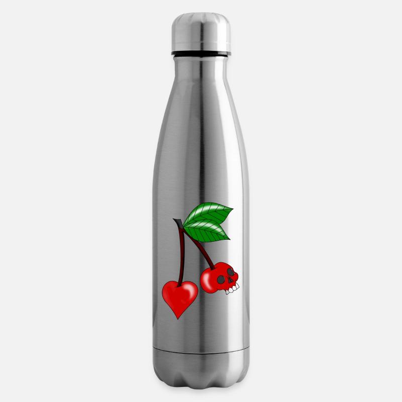 crâne de coeur de cerise - Bouteille isotherme - argent clair