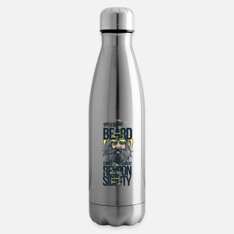 With the beard comes the responsibility - Insulated Water Bottle - silver