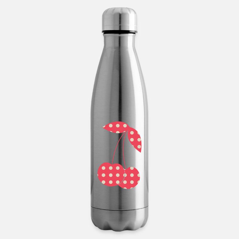 cerises - Bouteille isotherme - argent clair