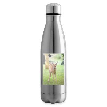 Deer Fawn (Capreolus capreolus, deer, fawn, fawn - Insulated Water Bottle - silver - Right