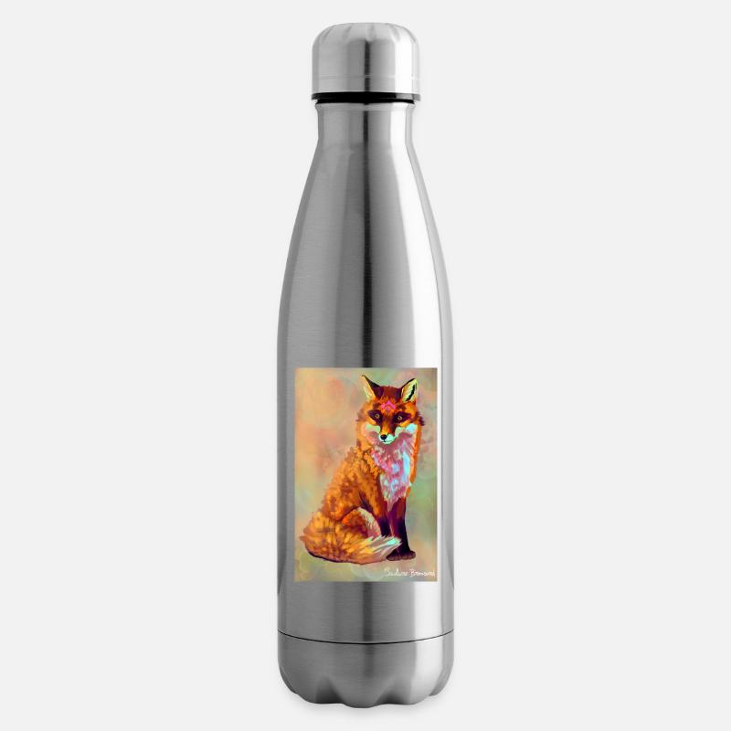 Renard illustration - Bouteille isotherme - argent clair