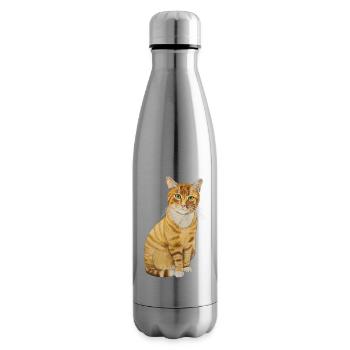 rote Katze sitzend - Isolierflasche - Lightsilver - Rechts