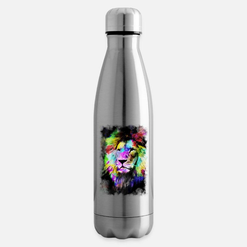 Löwe bunte Zusammenfassung - Isolierflasche - Lightsilver