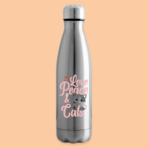 Love Peace & Cats - Insulated Water Bottle