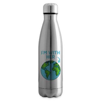 « Je suis avec elle » | Sauvez la Terre | Protection du climat - Bouteille isotherme - argent clair - Droite