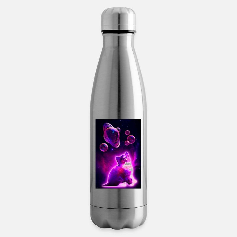 Space Bubble Kitty - Isolierflasche - Lightsilver