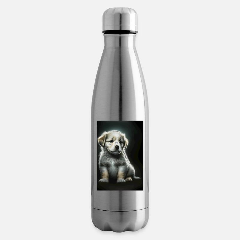 Weißer Welpe - Isolierflasche - Lightsilver