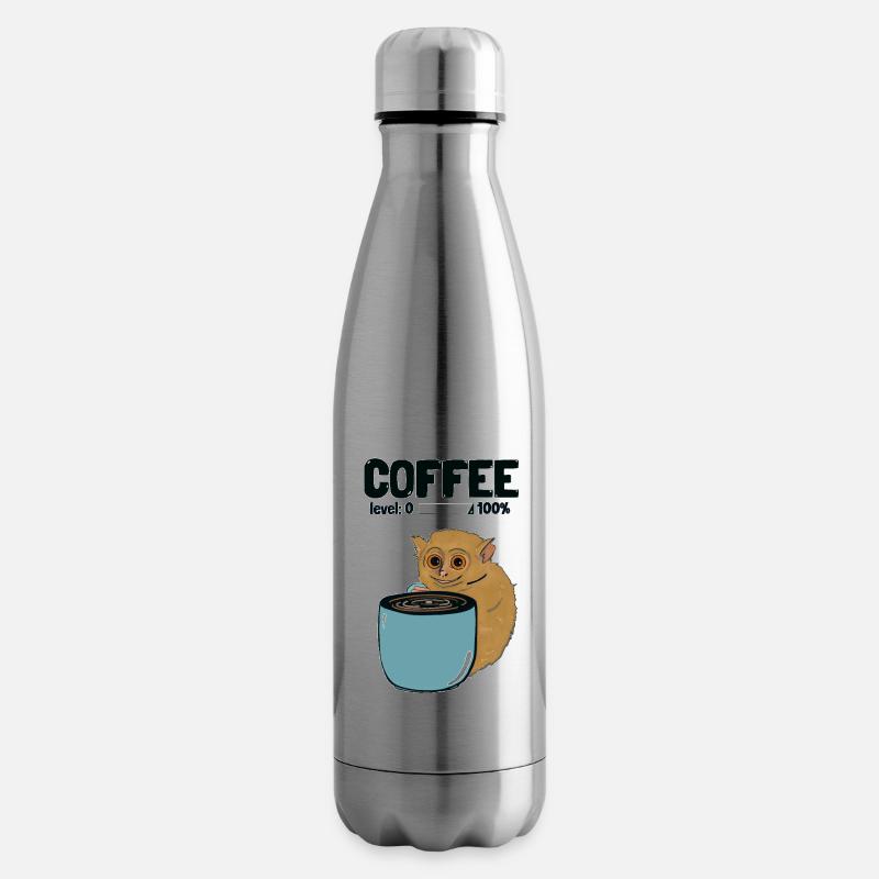 Coffee Level 100 - Coffee Cup - Leprechaun Maki - Insulated Water Bottle - silver