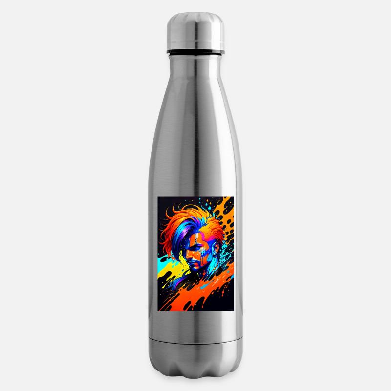 Buntes Kunst Potrait Mann 1 - Isolierflasche - Lightsilver
