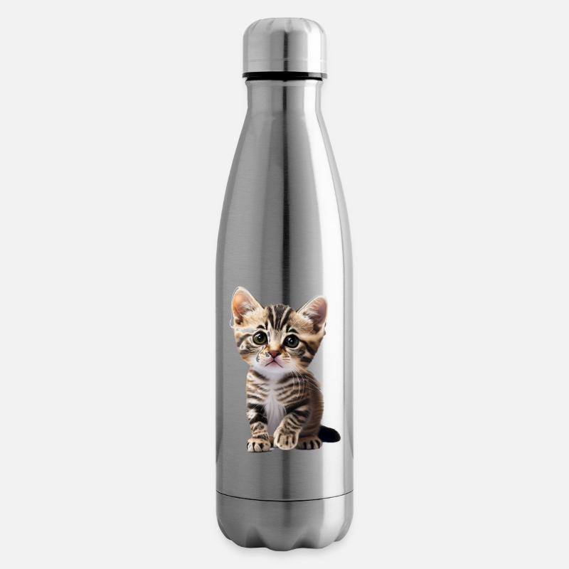Cute young cat waiting for cuddles - Insulated Water Bottle - silver