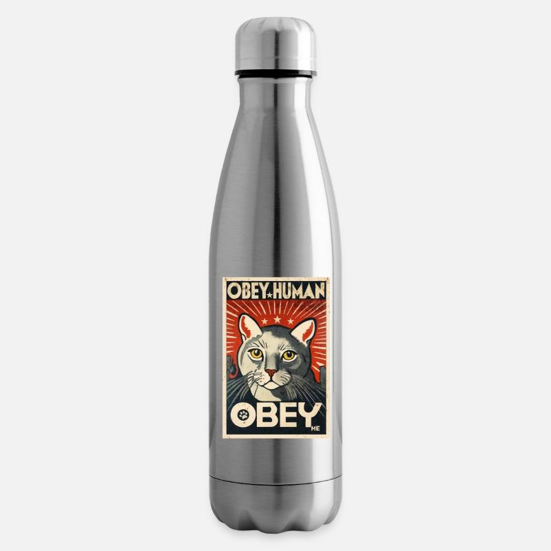 Obey Human affiche de propagande chat autoritaire - Bouteille isotherme - argent clair