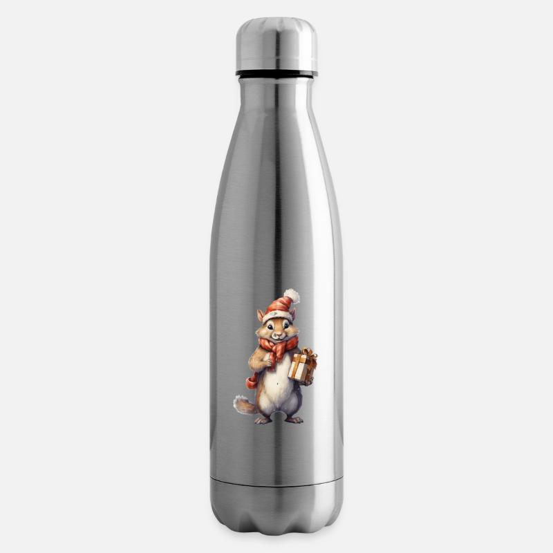 Christmas Squirrel4 - Insulated Water Bottle - silver