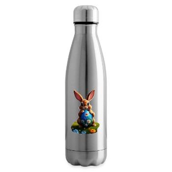 Easter Bunny with Egg, Oval - Insulated Water Bottle - silver - Right