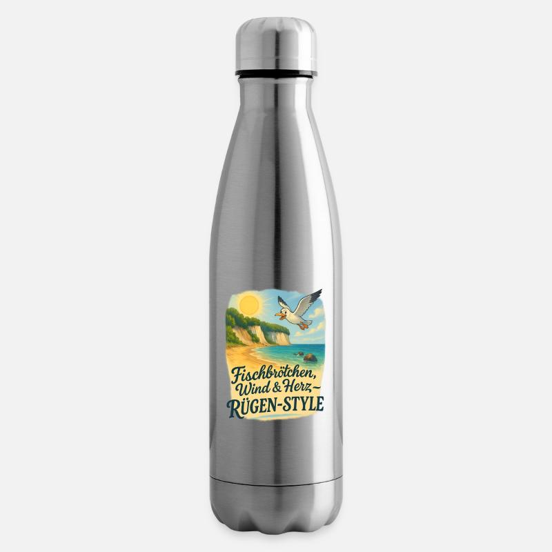 Fischbrötchen, Wind & Herz – Rügen-Style - Isolierflasche - Lightsilver